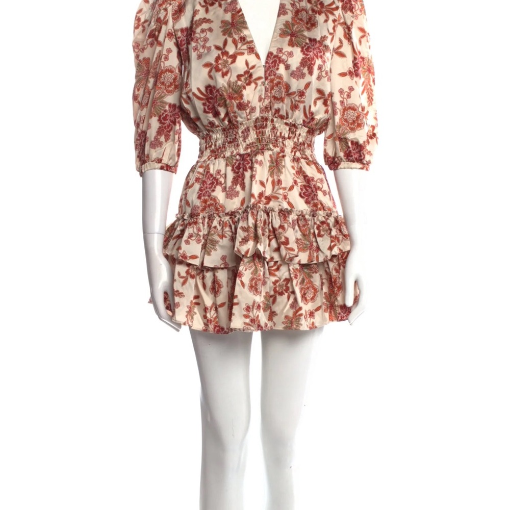 Misa Los Angeles Cream Mini Dress with Rust Floral Print